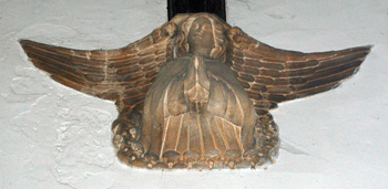 East angel on the chancel south wall May 2010